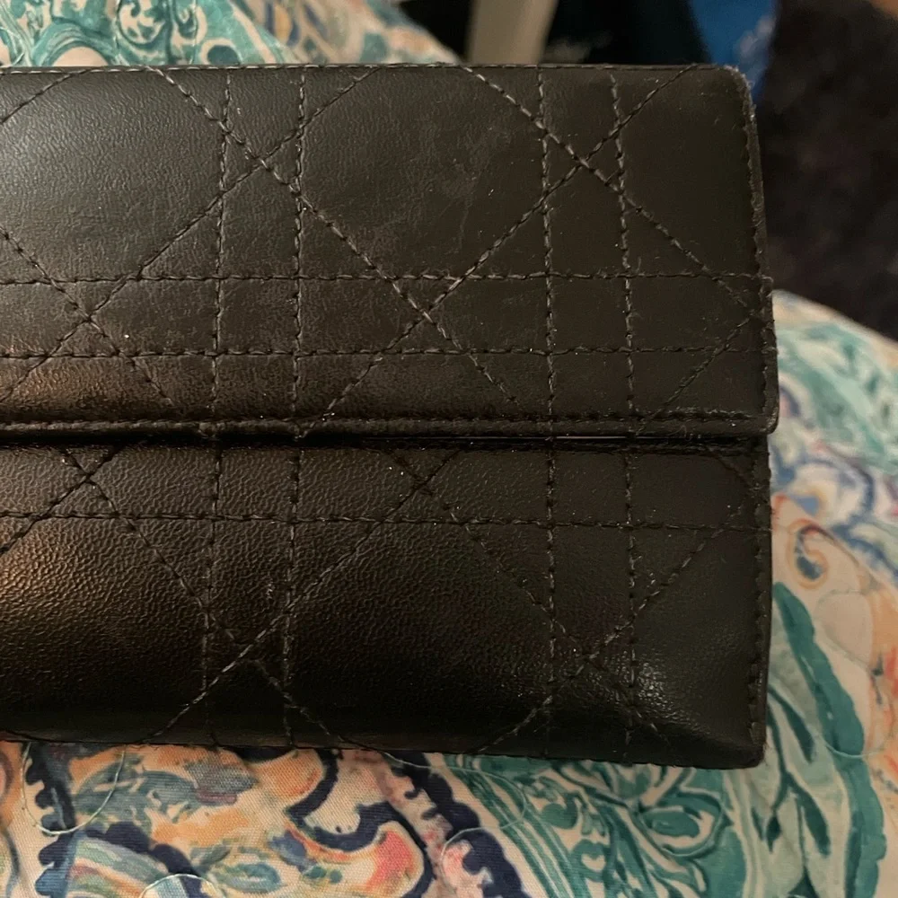 Christian Dior Vintage Black Quilted Continental Wallet